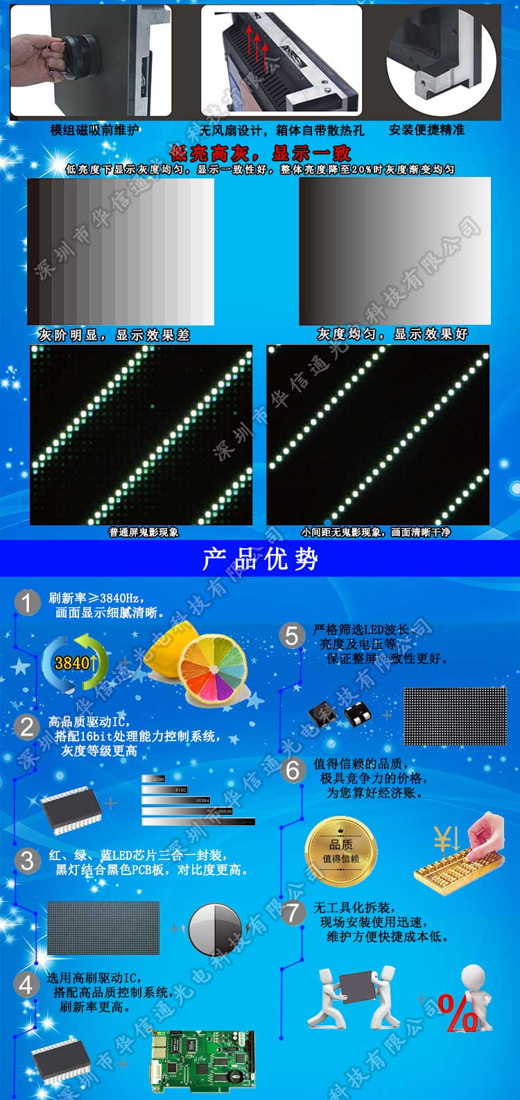 P1.923室内高清小间距LED显示屏磁吸前维护